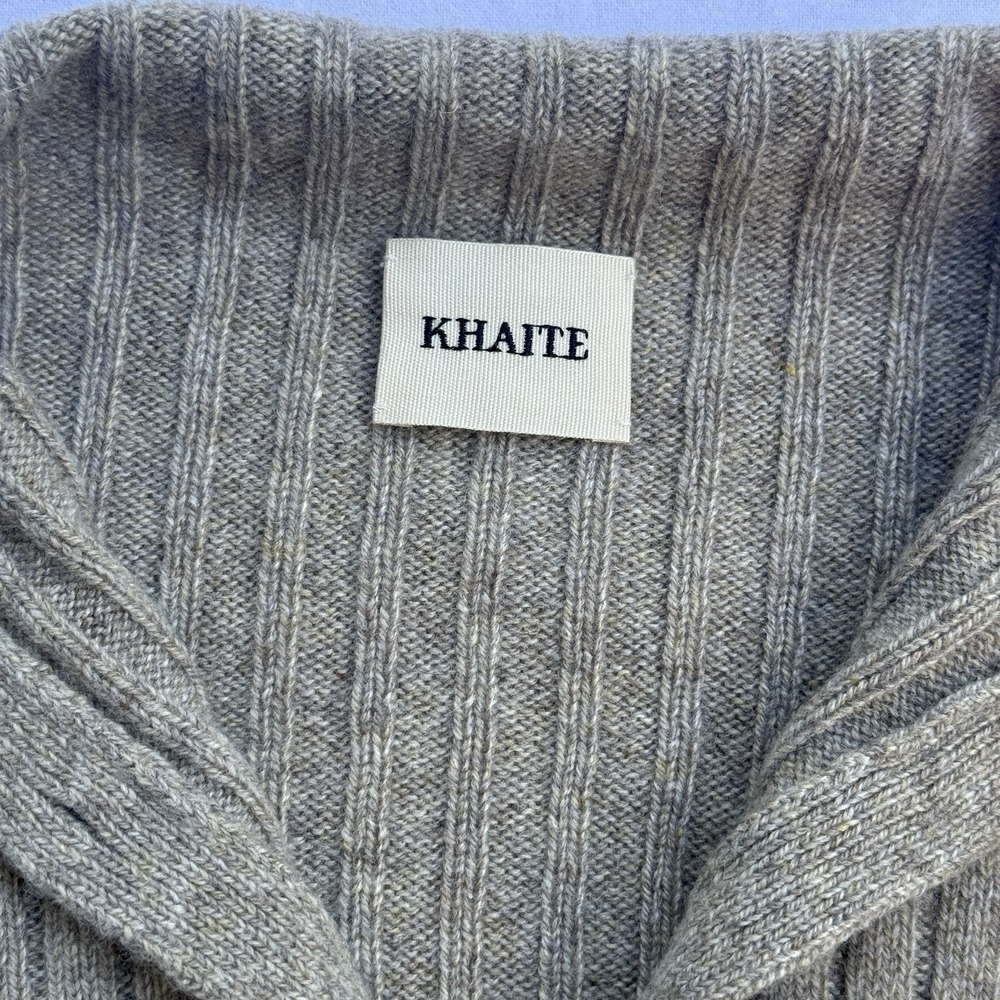Khaite Rare Juni 100% Cashmere Cardigan‎ Sweater Medium Oatmeal Lightweight Lux - Picture 7 of 10